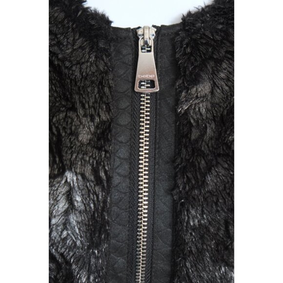 Black Bebe hip-length faux fur and leather vest - XS/S - Picture 5 of 11
